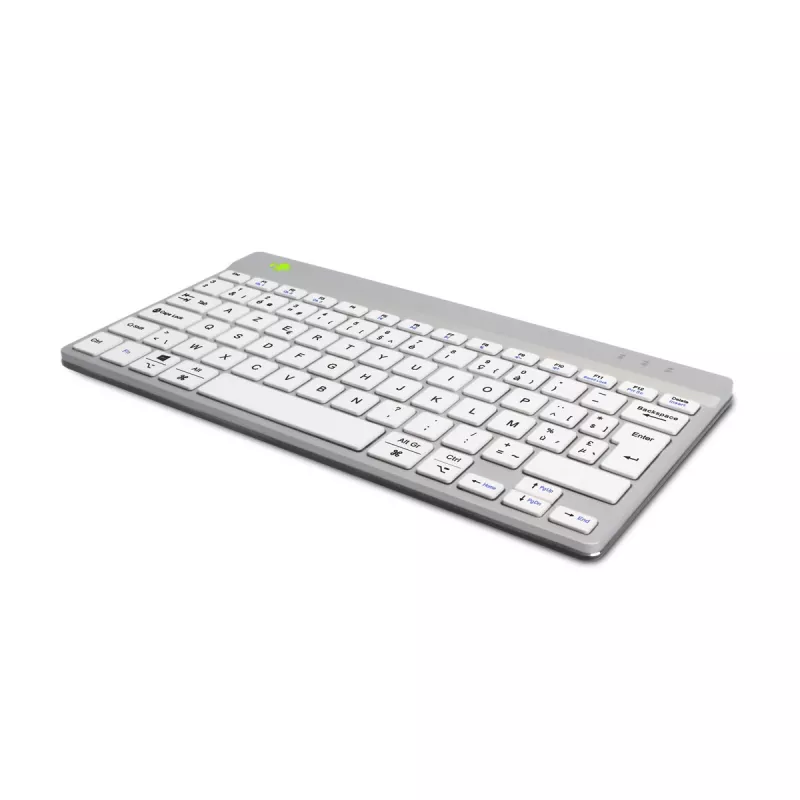 R-Go Tools Ergonomische Tastatur R-Go Compact Break, kompakte Tastatur mit Pausensoftware, AZERTY (BE), Bluetooth, weiß