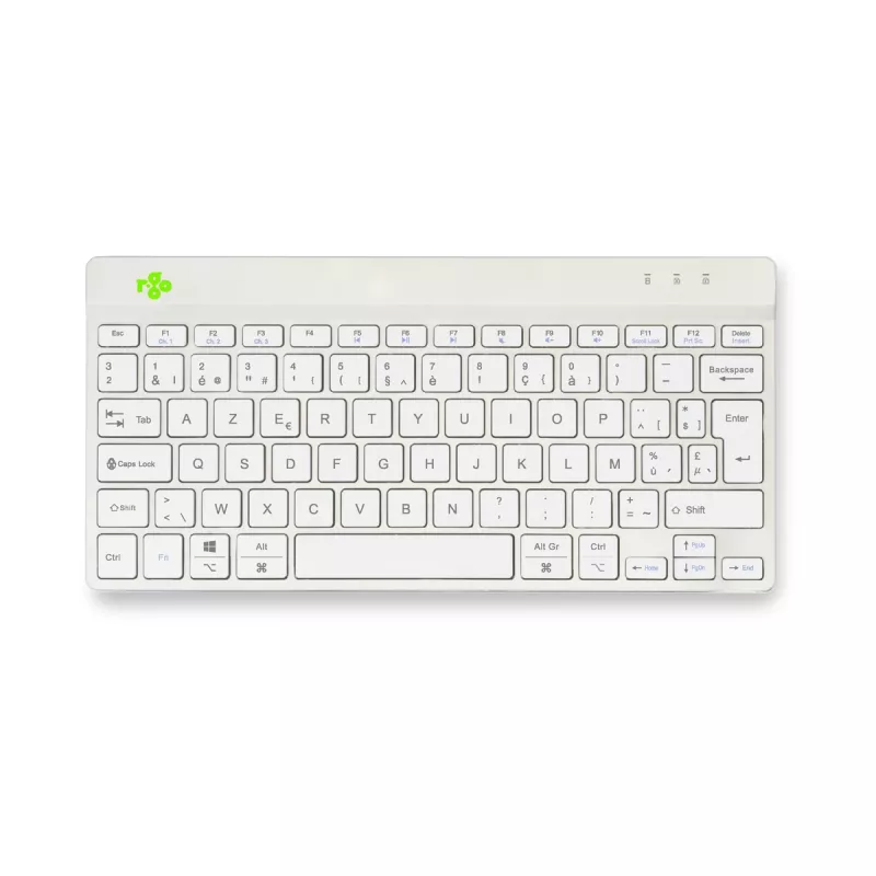R-Go Tools Ergonomische Tastatur R-Go Compact Break, kompakte Tastatur mit Pausensoftware, AZERTY (BE), Bluetooth, weiß