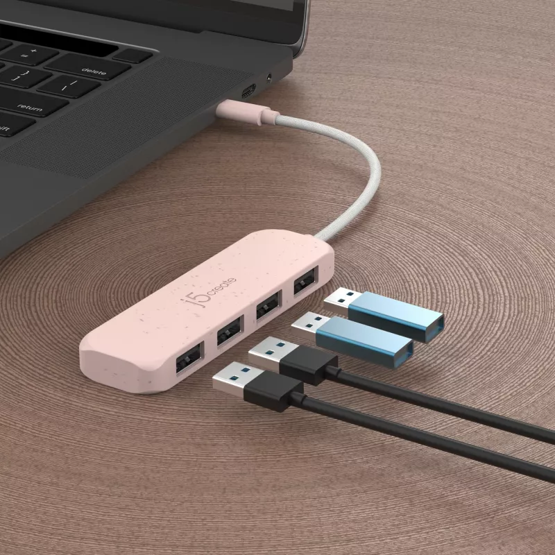 j5create JCH341ER-N umweltfreundlicher USB-C auf 4-Port USB-A Gen 2 Hub, 10 Gbps