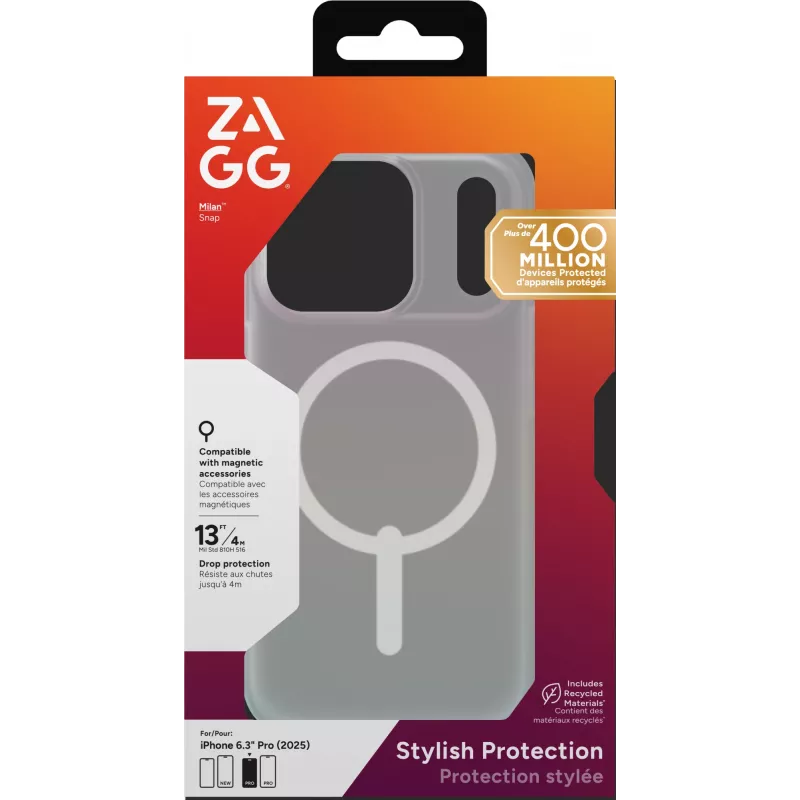 ZAGG Milan Snap Hülle für Apple iPhone 17 Pro Iridescent, Cover, Apple, iPhone 17 Pro, 16 cm (6,3 inch), Mehrfarbig