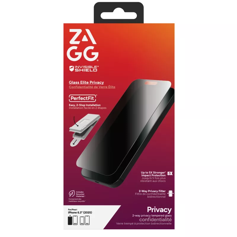 ZAGG InvisibleShield Glass Elite Privacy Displayschutz für Apple iPhone