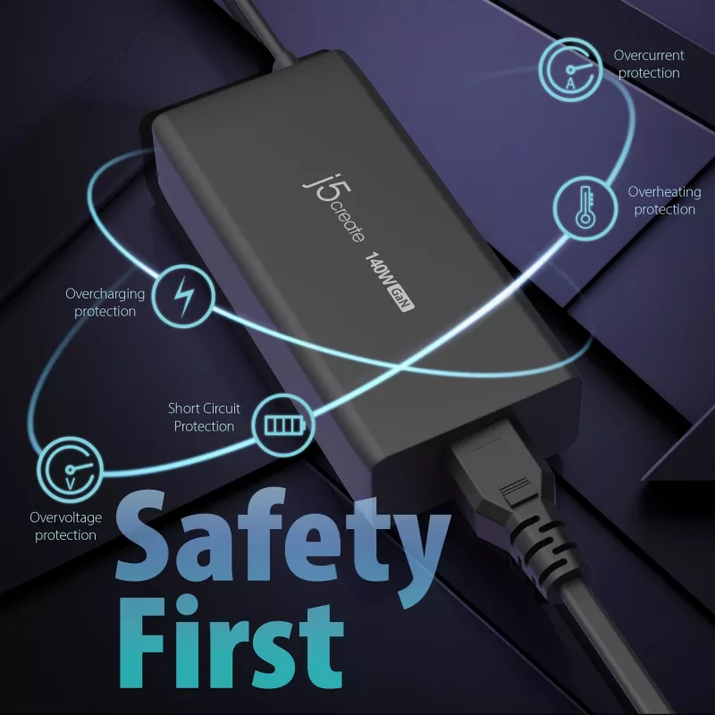 j5create JUP17140-EN 140 W GaN USB-C-Ladegerät, PD 3.1, EU
