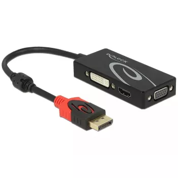 Delock 62902 DisplayPort 1.2 auf VGA / HDMI / DVI Adapter, 4K, passiv, Schwarz