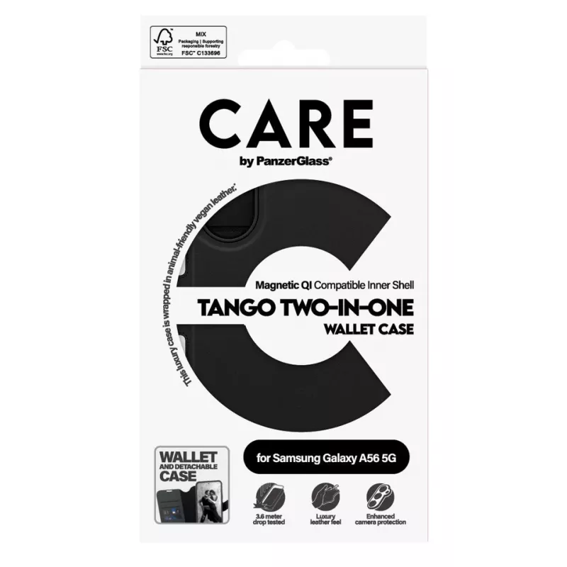 PanzerGlass CARE Feature Case Tango Two-in-One Wallet Hülle für Samsung Galaxy A56 5G, Schwarz