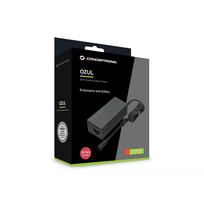 Conceptronic OZUL08B10 90W Universal-Laptop-Ladegerät, 10 Ladespitzen enthalten