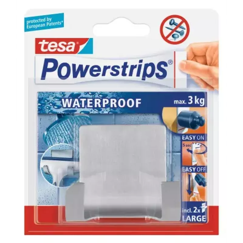 tesa Powerstrips Wave wasserfester Haken, Weiß, Kunststoff (59701)