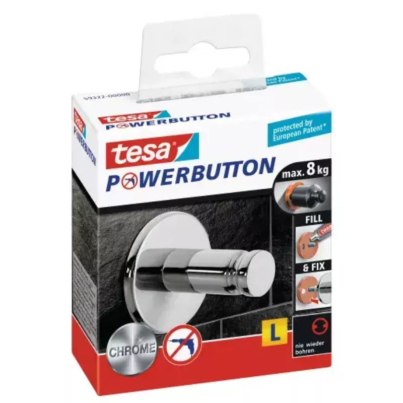 Wandhaken Tesa 59322-00000 Chrom-Finish, Metall, einteilig