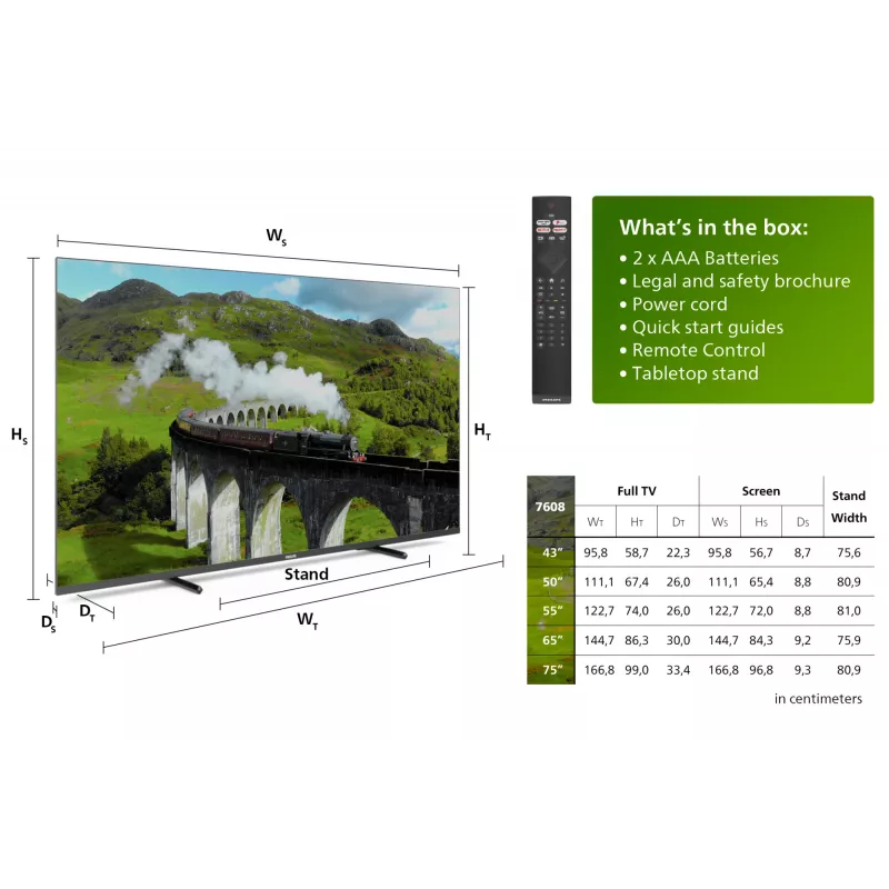 Philips 75PUS7608/12 7600 Serie LED-TV 189 cm (75") 4K UHD (2160p) Smart-TV