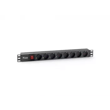 Equip 8-fach Deutsche Steckdosenleiste, 1U, Horizontal, Kunststoff, Schwarz, 8 AC-Ausgänge, 1,8 m