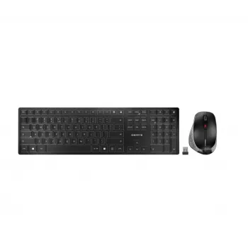 CHERRY DW 9500 schlank Tastatur Maus enthalten Universal RF Wireless + Bluetooth AZERTY Belgisch Schwarz, Grau