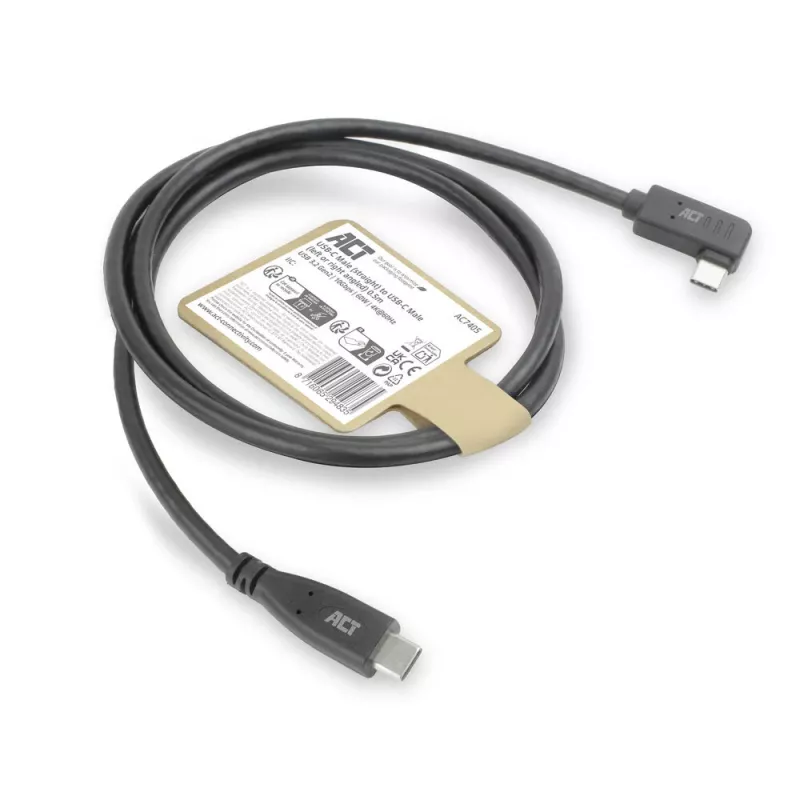 ACT USB 3.0 10Gbps 60W USB Type-C (gerade) auf USB Type-C (links/rechts abgewinkelt) Kabel, 3 Meter