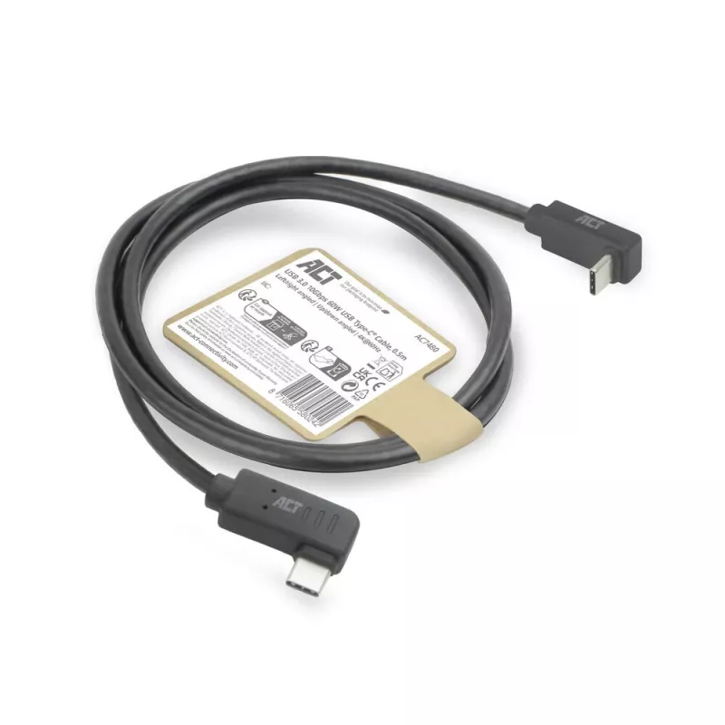 ACT USB 3.0 10Gbps 60W USB Type-C (links/rechts abgewinkelt) zu USB Type-C (auf/ab abgewinkelt) Kabel, 2 Meter
