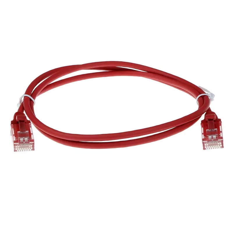 ACT Rot 10 Meter LSZH U/UTP CAT6 Rechenzentrums-Slimline-Patchkabel mit RJ45-Steckern und Knickschutzhülle