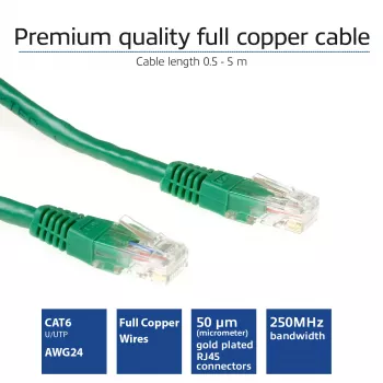 ACT Grün 3 Meter U/UTP CAT6 Patchkabel mit RJ45-Steckern