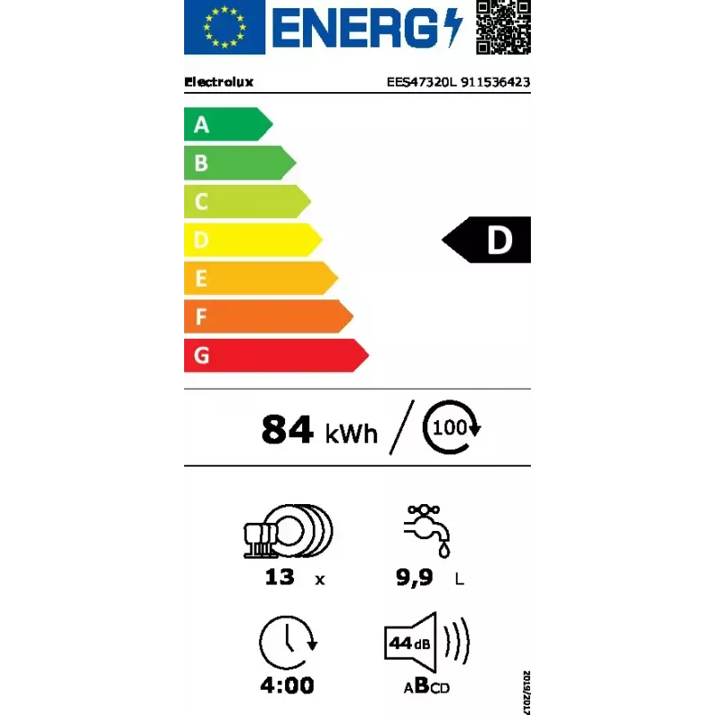 Einbau-Geschirrspüler Electrolux EES47320L 13 Maßgedecke 44 dB