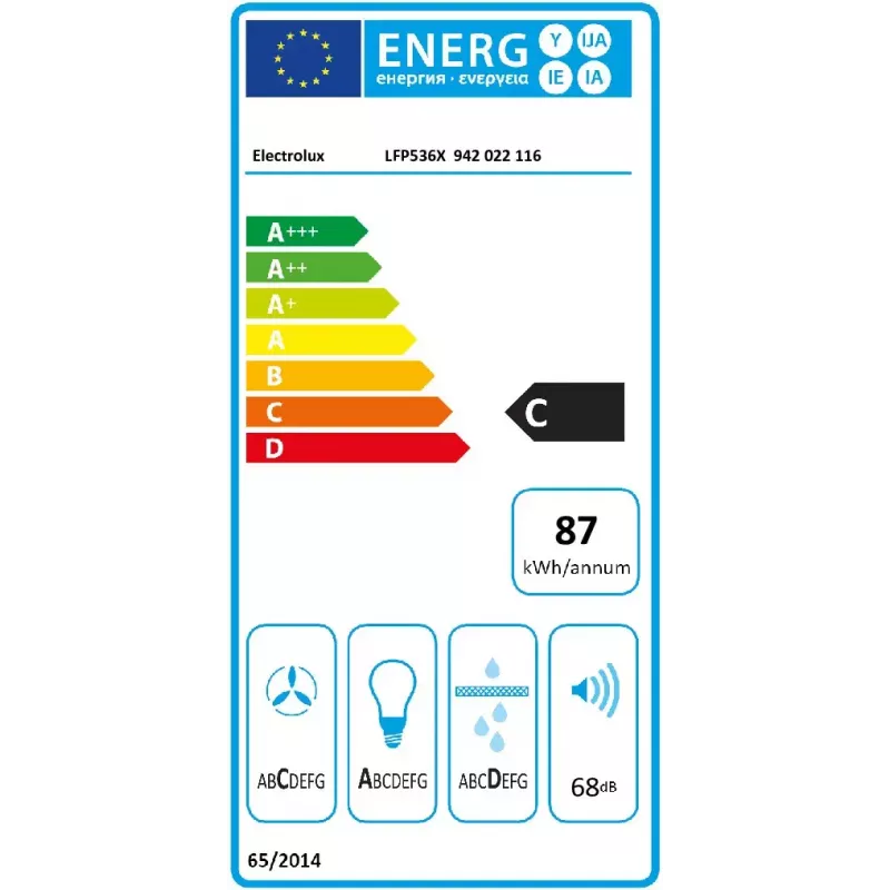 Electrolux LFP536X Semi built-in (pull out) Grau, Edelstahl 600 m³/h