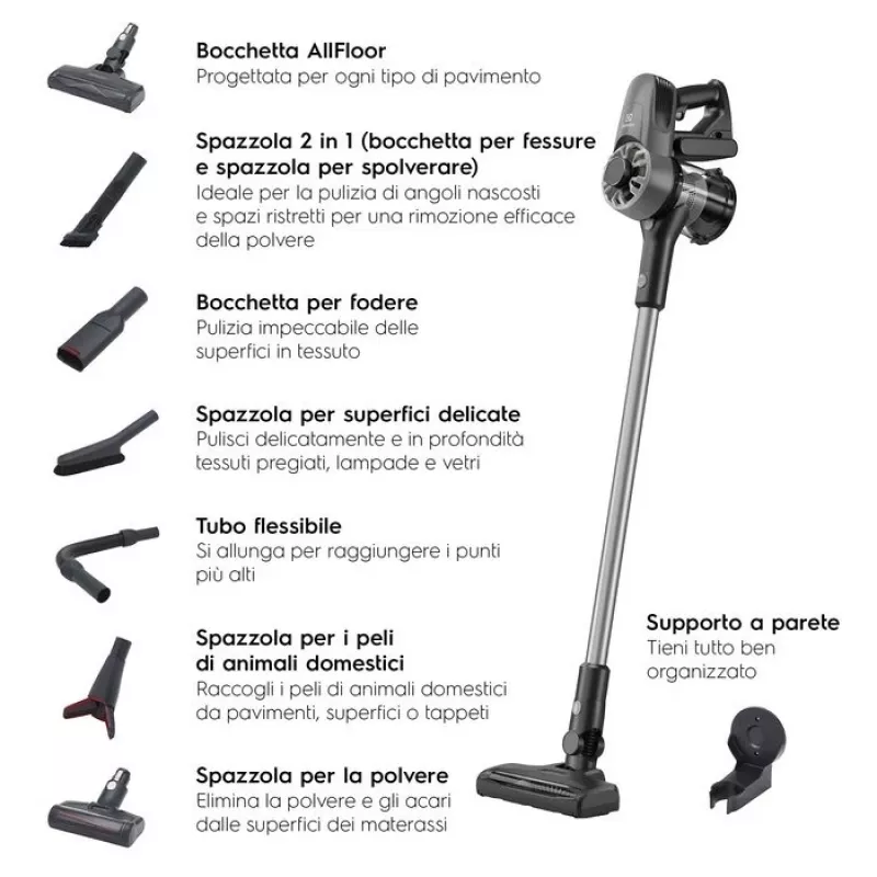 Electrolux EP31CB21GP 2-in-1 Stabstaubsauger Akku Trocken Zyklon Beutellos 0,5 l 15 W Grau, Wolfram 2 Ah