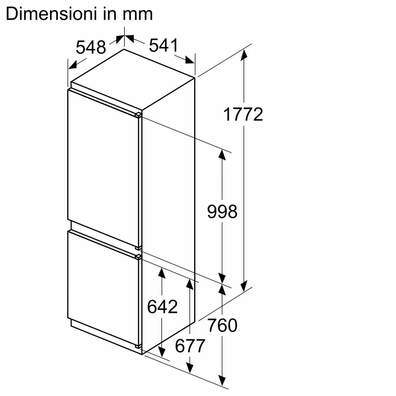 Bosch Serie 2 KIN86NSE0 Kühl-Gefrierkombination Einbau 260 L