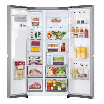 Side-by-side-Kühlschrank LG GSLC41PYPE, 641 L gesamt, Kühlbereich 420 L / Gefrierbereich 221 L, freistehend, silber