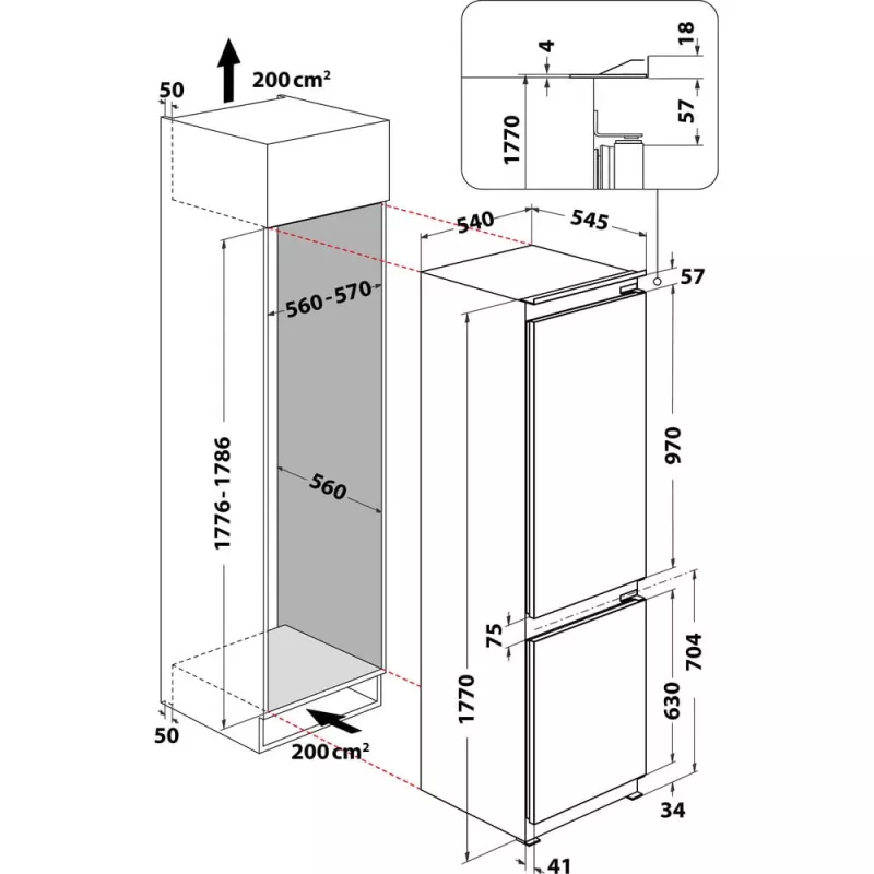 Whirlpool WHC18D031A1 Einbau-Kühlschrank 268 L Weiß
