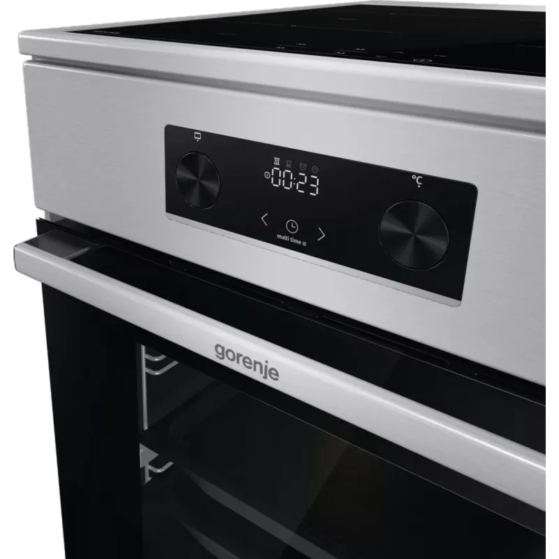 Gorenje GEIT5C61XPG freistehender Elektroherd mit Induktionskochfeld, 4 Kochzonen, 70-l-Backofen, katalytische Reinigung, 50 cm, Edelstahl