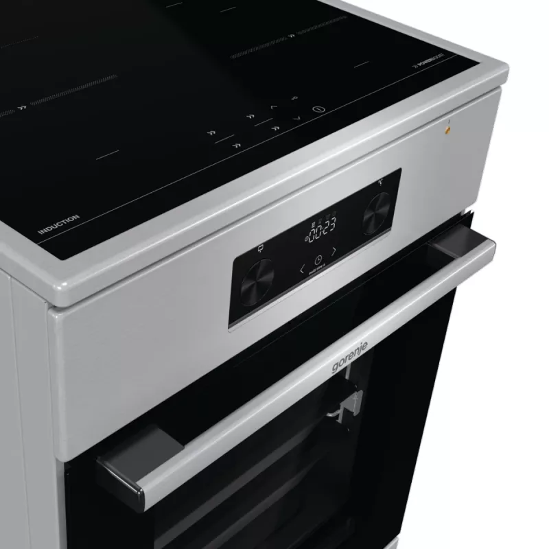 Gorenje GEIT5C61XPG freistehender Elektroherd mit Induktionskochfeld, 4 Kochzonen, 70-l-Backofen, katalytische Reinigung, 50 cm, Edelstahl