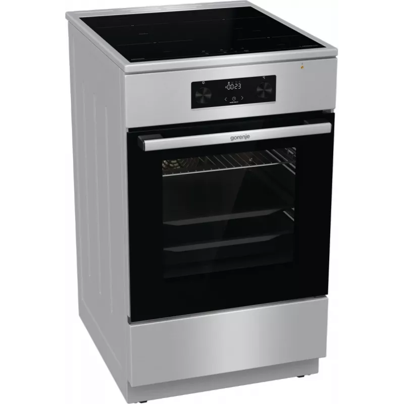 Gorenje GEIT5C61XPG freistehender Elektroherd mit Induktionskochfeld, 4 Kochzonen, 70-l-Backofen, katalytische Reinigung, 50 cm, Edelstahl