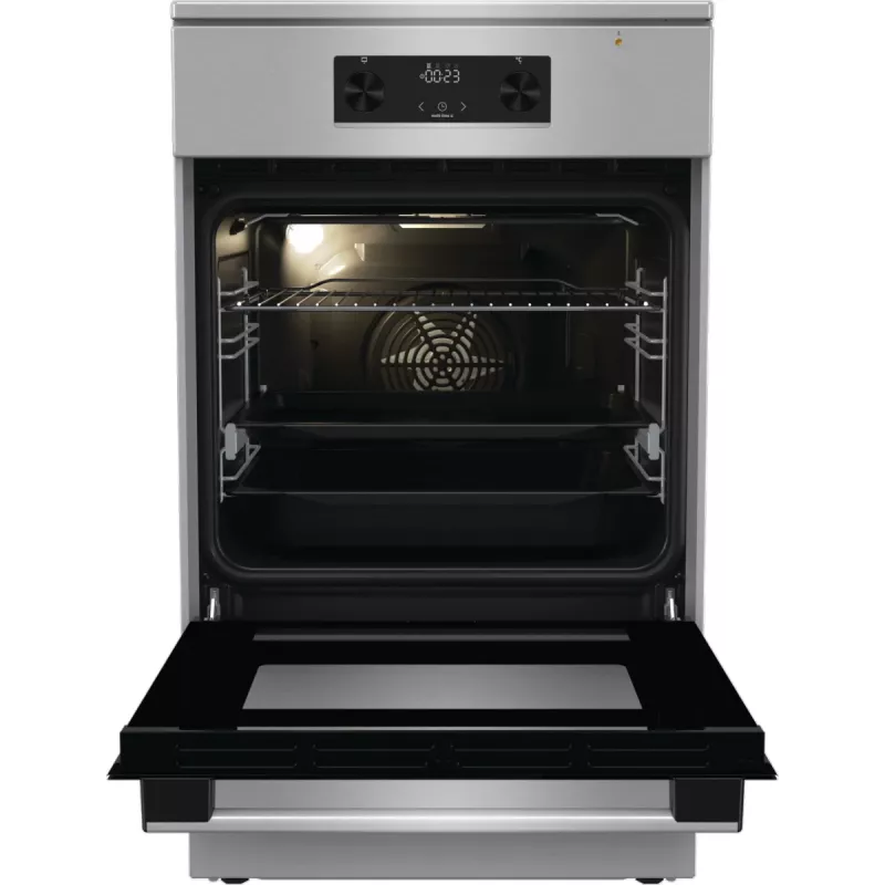 Gorenje GEIT5C61XPG freistehender Elektroherd mit Induktionskochfeld, 4 Kochzonen, 70-l-Backofen, katalytische Reinigung, 50 cm, Edelstahl