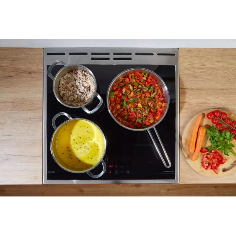 Gorenje GEIT5C61XPG freistehender Elektroherd mit Induktionskochfeld, 4 Kochzonen, 70-l-Backofen, katalytische Reinigung, 50 cm, Edelstahl