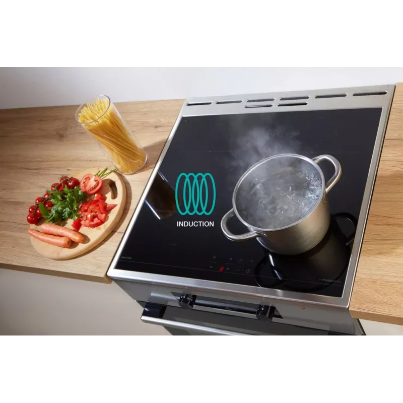 Gorenje GEIT5C61XPG freistehender Elektroherd mit Induktionskochfeld, 4 Kochzonen, 70-l-Backofen, katalytische Reinigung, 50 cm, Edelstahl