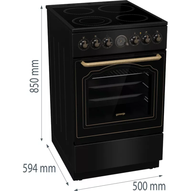 Gorenje GECS5B70CLB Freistehender Herd Elektrokeramikkochfeld Schwarz