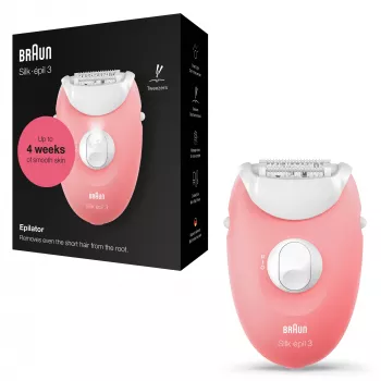 Braun Silk-épil 3 3-176 Epilierer mit 3 Extras, Rosé, Weiß, 20 Pinzetten, Rasieren, AC, 100 - 240 V, 50 - 60 Hz