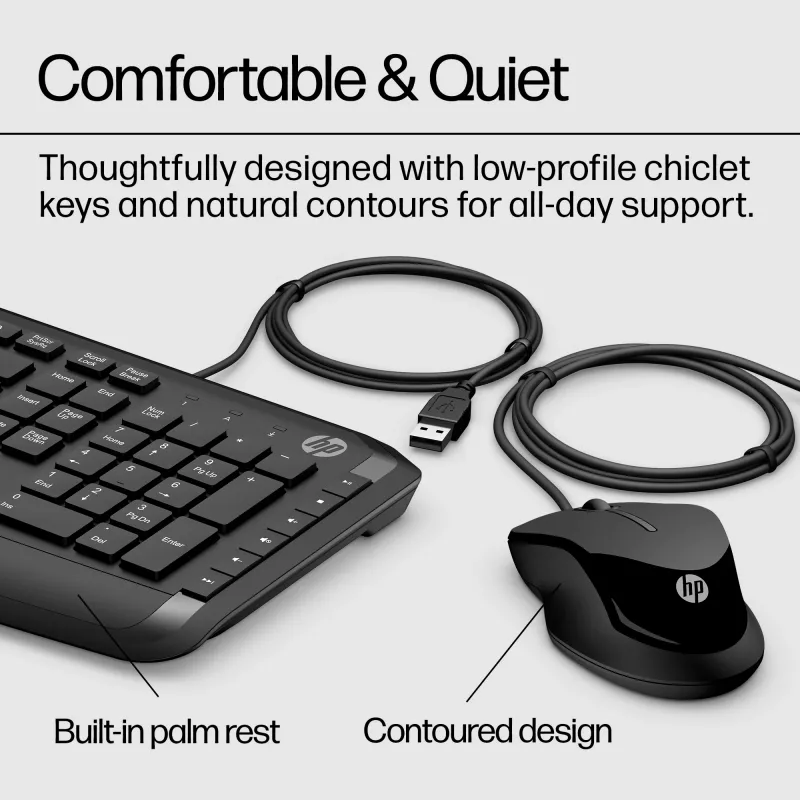 HP Pavilion Tastatur und Maus 200, Kabelgebunden, USB, Mechanisch, QWERTY, Schwarz, Maus enthalten