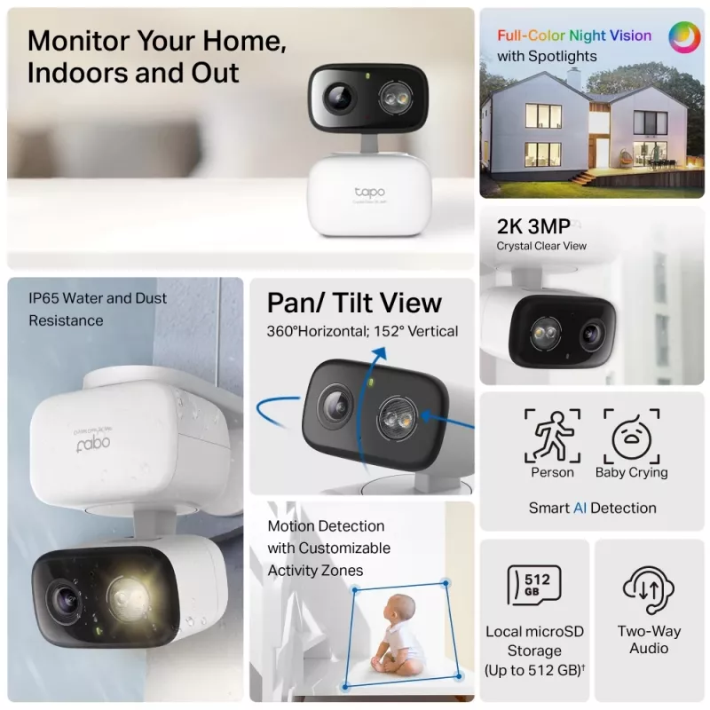 TP-Link Tapo C216 Box IP-Überwachungskamera Innenbereich 2304 x 1296 Pixel Decke/Wand/Tisch