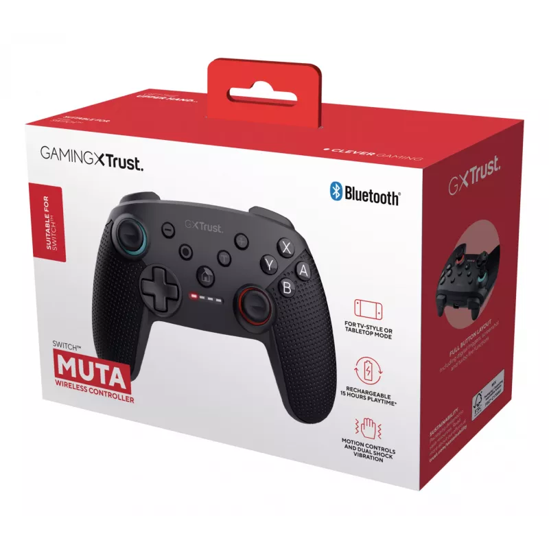 Trust GXT 1246 MUTA Schwarz Bluetooth Gamepad Analog / Digital Nintendo Switch, Nintendo Switch Lite, Nintendo Switch OLED