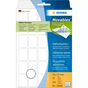 Mehrzweck-Etiketten HERMA 19 x 27 mm weiß Movables/wiederablösbar Papier matt 960 Stück