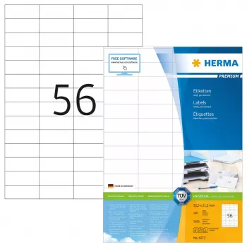Selbstklebende Druckeretiketten HERMA Labels Premium A4 52,5x21,2 mm