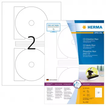 Selbstklebende Druckeretiketten HERMA CD-Etiketten Maxi A4 Ø 116 mm