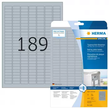 Typenschild-Etiketten HERMA 4725 Stück A4 25x10 mm Silber