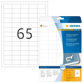 Selbstklebendes Druckeretikett HERMA 1625 Stück A4 38,1x21,2 mm