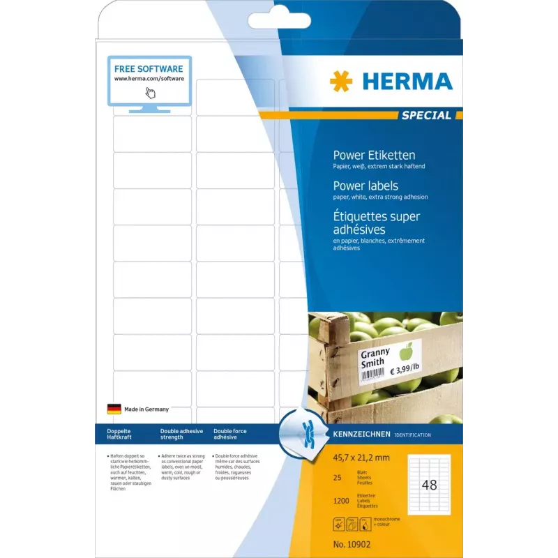 Selbstklebende Druckeretiketten HERMA Labels A4 45,7 x 21,2 mm