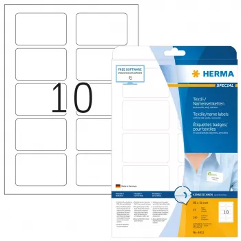 Selbstklebende Etiketten HERMA Namens-/Textiletiketten A4 80x50 mm