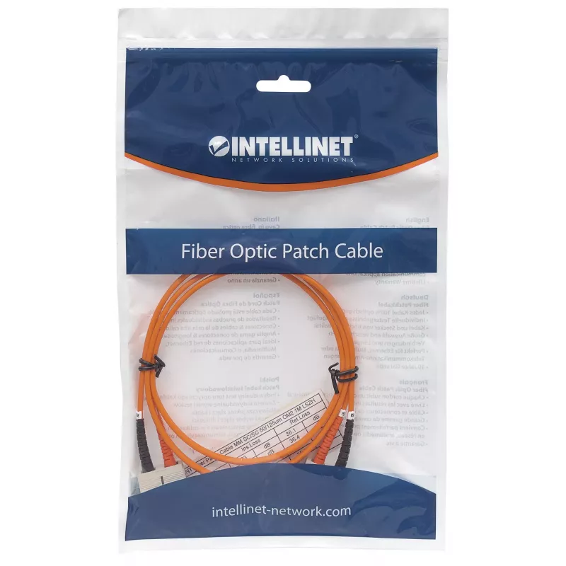 Intellinet Glasfaser-Patchkabel, OM2, SC/SC, 2 m, Orange, Duplex, Multimode, 50/125 µm, LSZH, Glasfaser, lebenslange Garantie