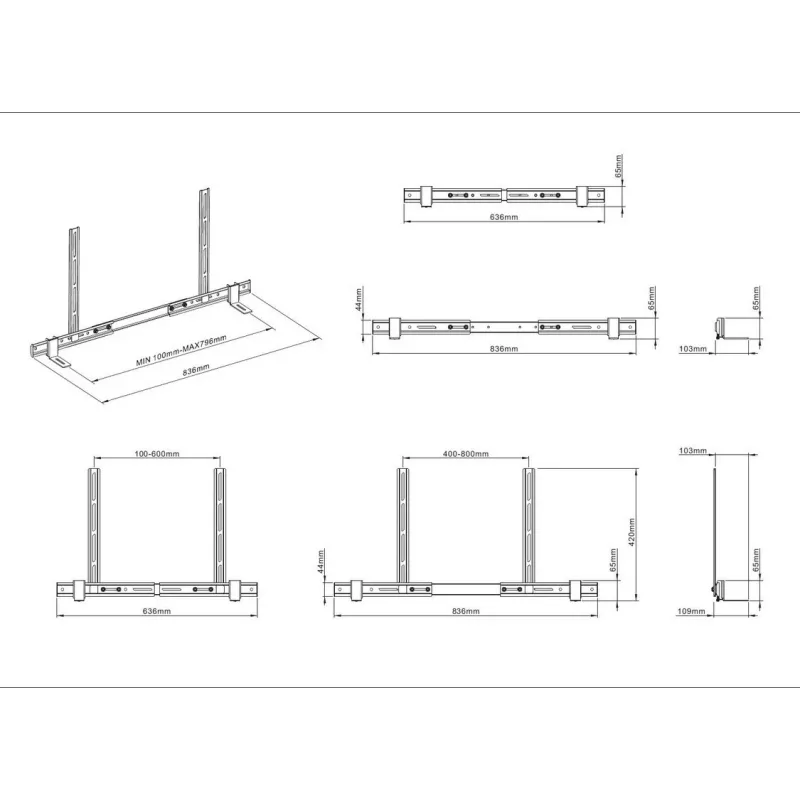 Multibrackets M Universal Soundbar-Halterung 55 Zoll-110 Zoll Schwarz 10 kg