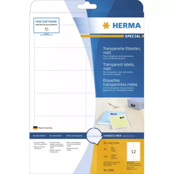 Selbstklebe-Etikett HERMA 4586 abgerundetes Rechteck Transparent