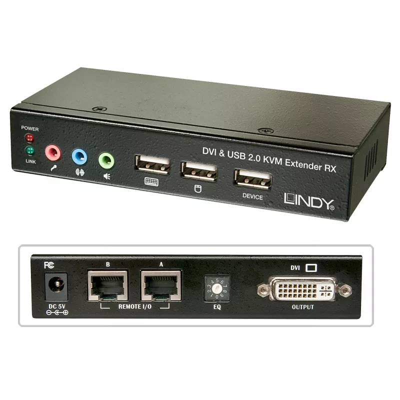 Lindy 39377 Cat.5 KVM Extender Classic, DVI, USB, bis zu 50 m