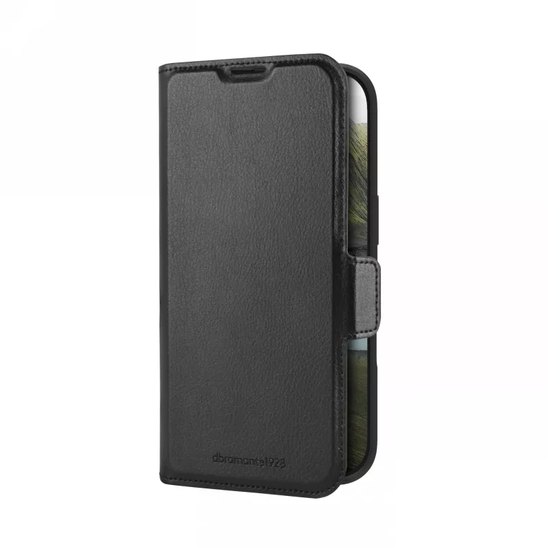 dbramante1928 Oslo Pro OP61BL006342 Flip-Hülle für Apple iPhone 16 Pro, PU/Kunststoff, Schwarz
