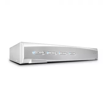 Lindy 4 Port DVI-I Single Link KVM Switch Pro, 2048 x 1536 Pixel, Full HD+, Silber
