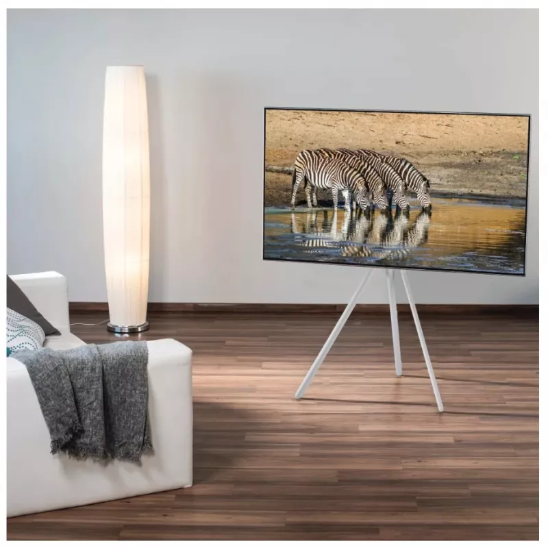 Hama 00220871 freistehender Staffelei-TV-Ständer, höhenverstellbar, bis 75 Zoll (191 cm), bis 40 kg, Weiß