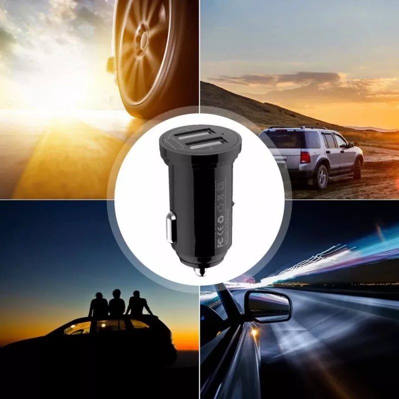 Techly Mini-Autoladegerät 2 USB-A-Anschlüsse 12W / 2.4A Schwarz